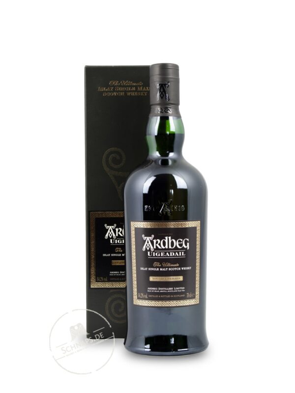 Produktabbildung Ardbeg Whisky Uigeadail 54,2 % 0,7L Box und Flasche